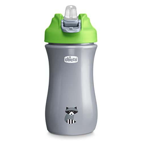 Chicco Chicco - Vaso suave sin derrames, 12 onzas, verde/plateado, 18 m + (1 unidad)