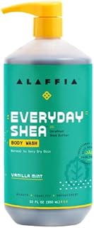 Alaffia Everyday Shea Body Wash - Naturally Helps Moisturize and Cleanse Without Stripping Natural Oils with Shea Butter, Neem, and Coconut Oil, Fair Trade Vanilla Mint, 32 Fl Oz