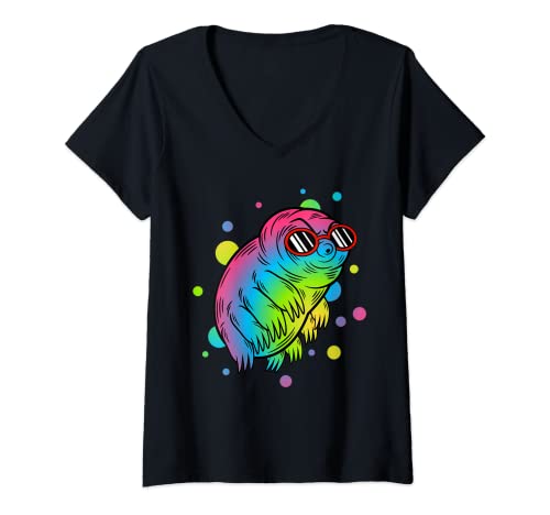 Mujer Big Rainbow Water Bear Funny Tardigrade Gift Hombres Mujeres Niños Camiseta Cuello V