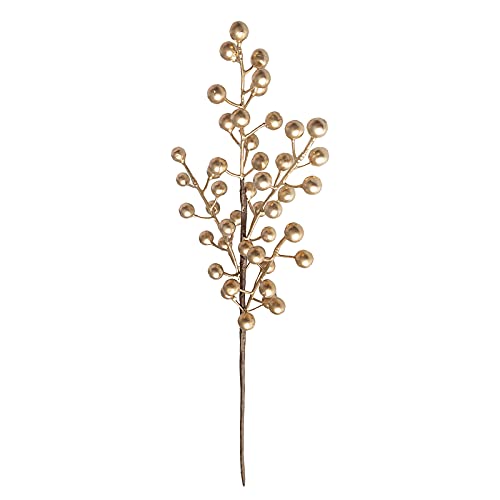 Misnode, 6 steli artificiali in bacca dorata, 50 cm, con rami di bacche di agrifoglio, decorazioni natalizie e decorazioni floreali, per la casa e l'artigianato