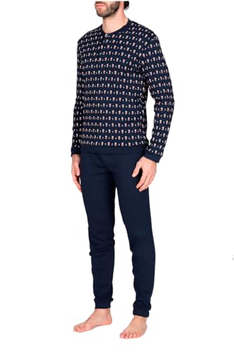 Pyjama Séraphin homme en coton chaud Alassio jal754 marine