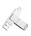iPhone USB Flash Drive USB Flash Drive for iPhone Lightning Flash Memory iOS USB Fash Drive Lightning USB Flash Drive for iPhone iPad PC USB 3.0 External Storage Memory iDiskk (128GB, Silver)