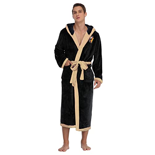 RONGTAI Hooded Mens Plush Long Robe Soft and Warm Full Length Fleece Bathrobe for Home Leisure2