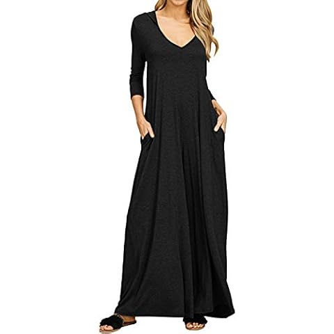 Jacansi Womens Plus Size V-Neck Long Sleeve Pullover Hoodie Sweatshirt Dress (001-Black, 4XL) Cover