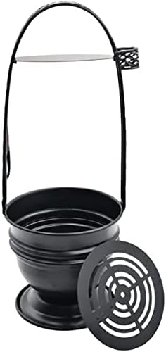 Black Hookah Charcoal Coal Holder Premium Quality Basket w/Side Tong Holder Lounge Hookah Lounge Style Accessories