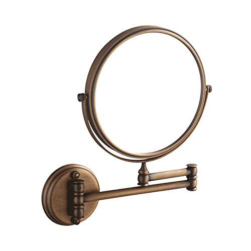 Antique Bronze Beauty Mirror, Hotel Wall Mounted Folding Makeup Mirror, 3X Magnifying Double Sided Mirror,Extendable Double Sided Vanity Mirror 8 Inch A