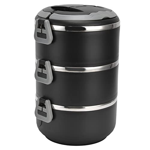 La mejor selección de Fiambreras los preferidos por los clientes. 48 Boxwizard Fiambrera Apilable de Acero Inoxidable con Compartimento Térmico de 3 Niveles con Aislamiento para la Escuela, Picnic, Camping (Negro, 3 Capas)