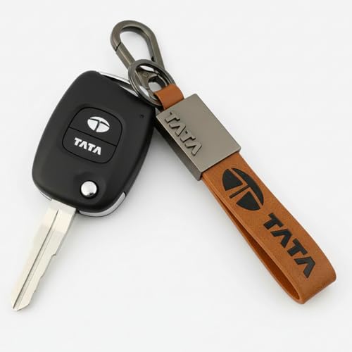 Image of Premium Leather Keychain Metal Hook Compatible with Durable Faux Leather Brown Strap with Heavy-Duty Alloy Clip Stylish Bike & Car Key Holder