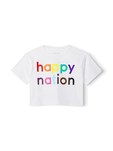 Image of happy nation Girls Relaxed Cotton Crop T Shirt