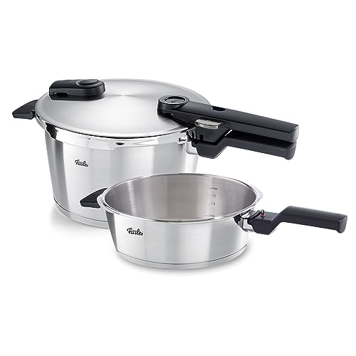 Fissler Vitaquick Premium/Schnellkochtopf-Set, 2-teilig Ø 22 cm (1 Schnellkochtopf 4,5 L, 1 Schnellbratpfanne 2,5 L) – Induktion
