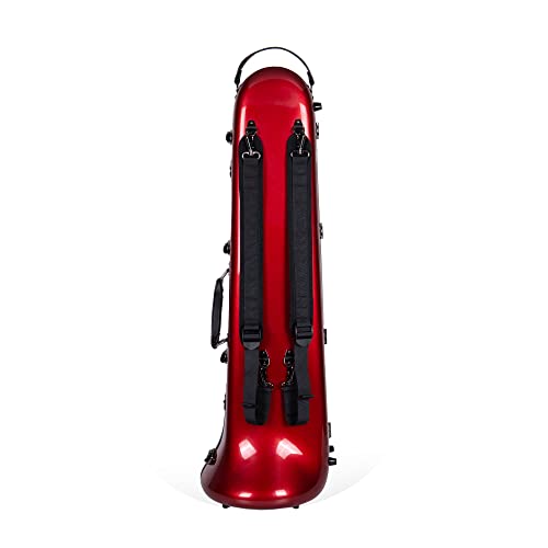 Crossrock F-Trigger Or Straight Trombone Case Fiberglass With Backpackable,Red #TOP3