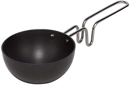 WhopperOnline Essential Non-stick Hard Anodized Tadka Frying Pan with Wire Handle, Spice Heating Pan, Temper Pan - Black, 11 inch