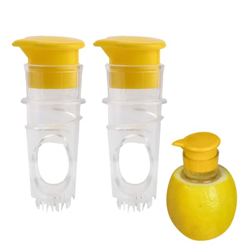 2 spremiagrumi manuale, portatile, contenitore arancione con tappo a vite con filtro integrato per estrarre limoni, lime, arance