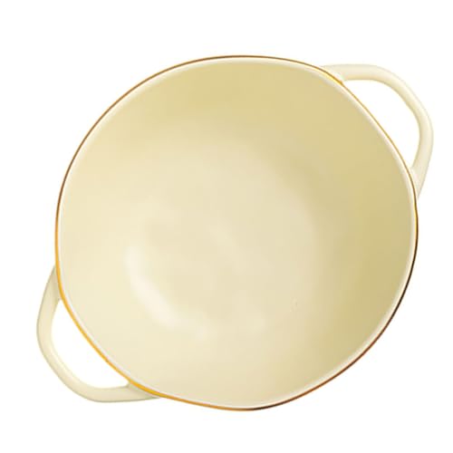 MAGICLULU Tazón para Servir Sopa y Ensalada Doble Asa 20 Cm Cerámica Resistente a Altas Temperaturas para Horno y Microondas Uso Doméstico Conjunto Único Color Crema Claro