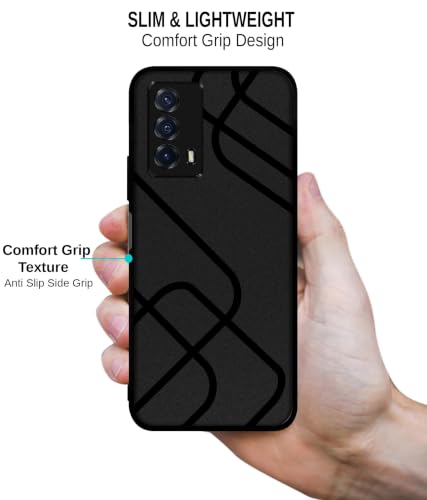 Image of Zig-Zag Black Line Design Premium 2D Printed Metal Back Case Cover for iQOO Z5 5G
