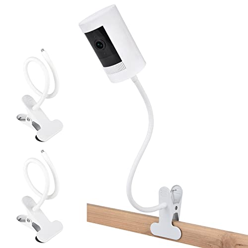 Image of 2Pack Clamp Mount for Ring Stick Up Cam & Ring Indoor Cam 1st Gen, Flexible Gooseneck Mounting Bracket to Attach Your Camera Anywhere with No Tools - White