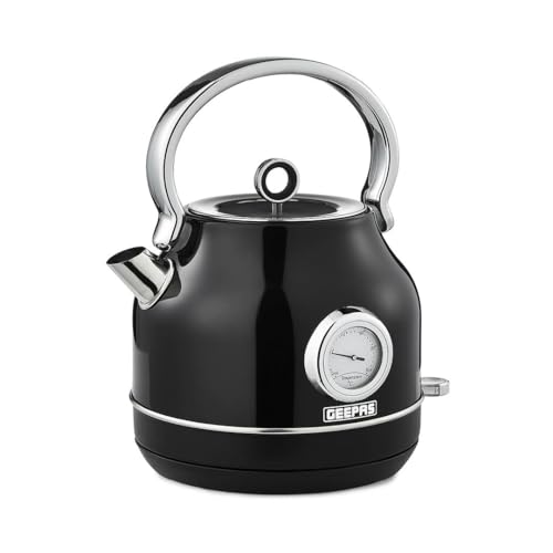 Geepas 1.7L Electric Kettle - Auto Shut-Off & Boil-Dry Sensor - Rapid Boil for Hot Water Coffee, Tea Kettle – Temperature Display & Strix Controller - Stainless-Steel Cordless Jug Kettle, 3000W, Black Geepas 1.7L Electric Kettle - Auto Shut-Off & Boil-Dry Sensor - Rapid Boil for Hot Water Coffee, Tea Kettle – Temperature Display & Strix Controller - Stainless-Steel Cordless Jug Kettle, 3000W, Black