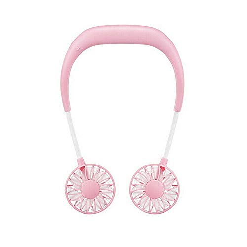 NJSTAR Ventilador portátil, Collar Recargable con USB, Perezoso, Doble enfriamiento, Mini Ventilador Pink
