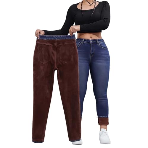 Jean skinny doublé polaire chaude pantalon denim extensible bootcut