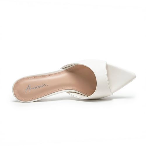 Image of Arromic Womens Kitten Heel Sandals,Pointed Round Open Toe Slides 5mm high elastic latex Sexy 2.3 Inch Stiletto Heeled for Party Wedding Daily