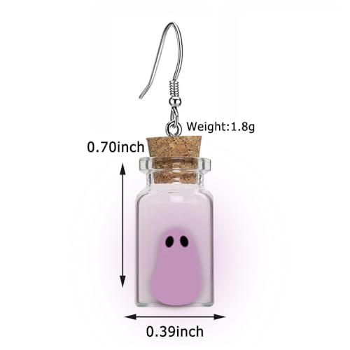 Purple Ghost Earrings Glow in The Dark Earrings Spooky The Adopt A Ghost in a Bottle Dangle Earring for Women2