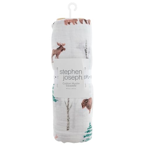 Image of Stephen Joseph, Muslin Swaddle Blanket for Baby Girls and Boys, Newborn Receiving Swaddling, 100% Cotton Wrap, 47 x inches, Outdoor