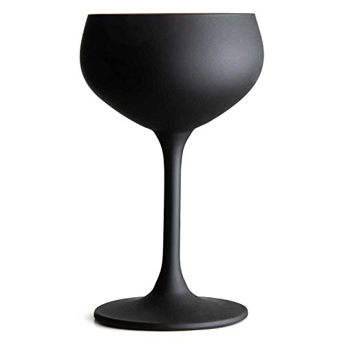 Urban Bar Black Cocktail Glass, Oro Nero Coupe Lead Free Crystal Round Bowl, Dishwasher Safe 21cl Model No UB4785