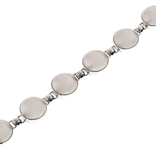 White Mabe Cultured Pearl 925 Sterling Silver Bracelet, 6 1/2"-7 1/2"3