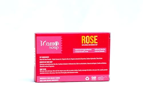 Image of Luxury Soap - Handmade Organic Ayurvedic Bath Bar with Pure Essential Oils for Glowing Skin | Sulfate-Free | For Men & Women (Pack of 3) (3, Rose)
