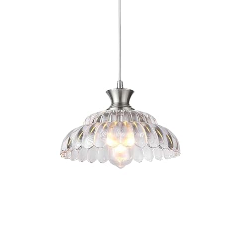 ZTTECH Lámpara Colgante de Cristal Vintage 30cm Altura Ajustable E27 Lámpara de Techo Industrial Retro para Cocina Comedor Dormitorio Salón Cafetería Restaurante (Plata)
