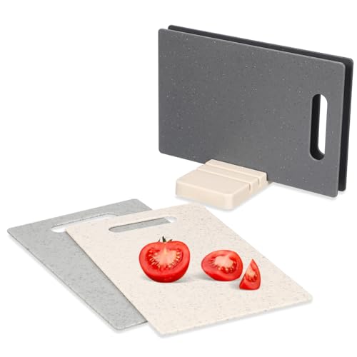 TOYMYTOY 切菜板 プラスチック製耐久まな板 多機能カッティングボード 野菜 果物 肉用 収納スタンド付き キッチン用類まな板 再利用可能