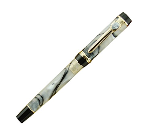 Siglo Lanxiviu00ae Jinhao moda Color blanco línea negra celuloide pluma estilográfica 18u00a0KGP punta mediana con bolígrafo bolsa