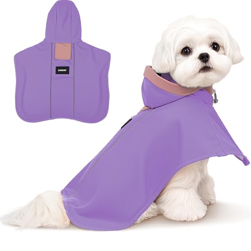 Simloyal Dog Raincoat, Waterproof Jacket, Cloak-Style Raincoat for Small Medium Dogs Color Purple Size 3