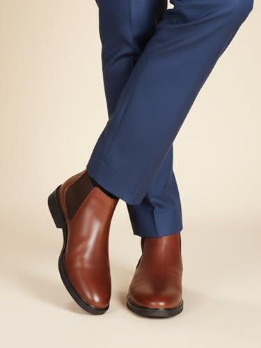 Image of Carlton London Men's Premium Leather Slip-On Solid Chelsea Boots