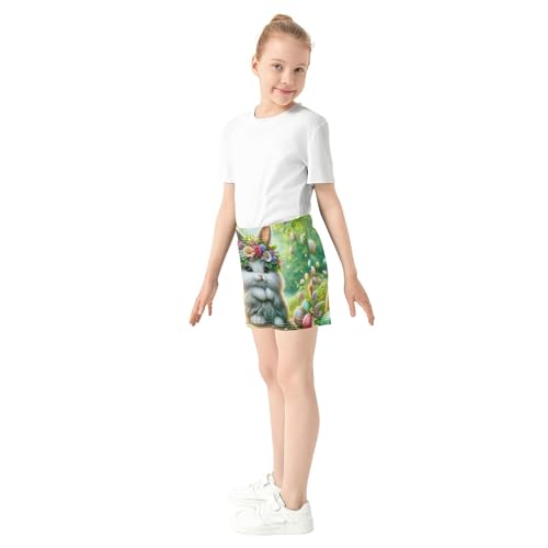 Floral Crown Bunny Girls Athletic Lounge Shorts Youth Teens Kids Summer Fashion Comfy Pajama Sleepwear, X-Small4