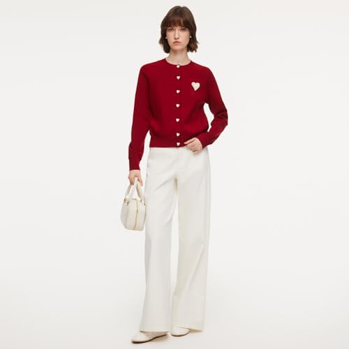 Image of GOELIA Women Wool Blend Lightweight Cardigan Sweaters 2026 Spring Business Casual Solid Long Sleeve Knitted Cardigan Top