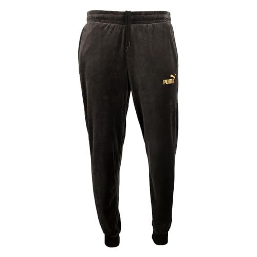 PUMA Mens Essentials Minimal Gold Velour Sweatpants Casual - Black