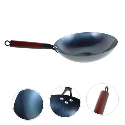 Wok tradicional de hierro con mango de madera antidedente miniatura 7