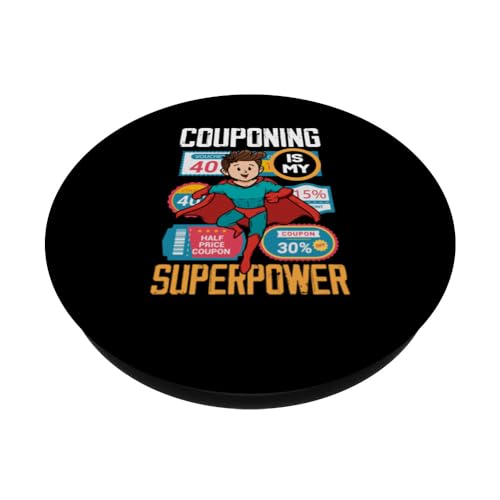 Couponing Is My Superpower Funny Coupon Couponer PopSockets Swappable PopGrip, Black - Image 2