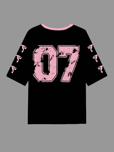 Image of RoseSeek Women's Jersey Shirts Number Graphic V Neck Football T Shirts Tops