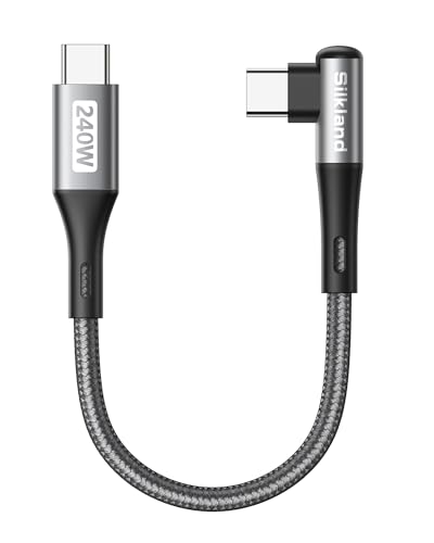 Silkland USB C auf USB C Kabel Kurz 15CM Winkel 240W 48V/5A PD3.1&QC4.0+ Ladekabel 90 Grad 0 15M für iPhone 17 16 15/Pro Max Samsung S25 Ultra S24 S23 S22 S21 MacBook Pro/Air iPad Pro/Mini Pixel