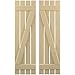 Ekena Millwork ARW102SB415X61NTH Americraft Four 2 Exterior Real Wood Spaced Board-n-Batten Shutters w/Z-Bar (Per Pair), 15 1/2"W x 61"H, Natural Twine