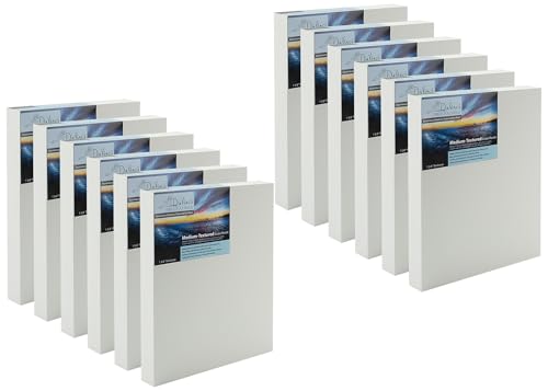 Da Vinci Pro - Panel de yeso texturizado mediano de 3 x 3 pulgadas, paquete de 12 paneles de madera de 7/8 pulgadas de profundidad para pintar, acepta medios como lienzo, para óleos, acrílicos, medios