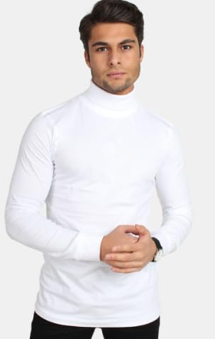 Kaynee, Long Sleeve Turtleneck Shirt, White, Adult - Small