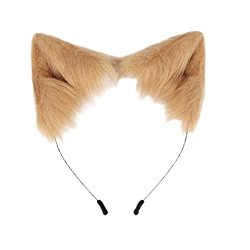 Newmind Conjunto de fantasia de orelhas de gato de pele sintética, fantasia de lobo peludo de raposa