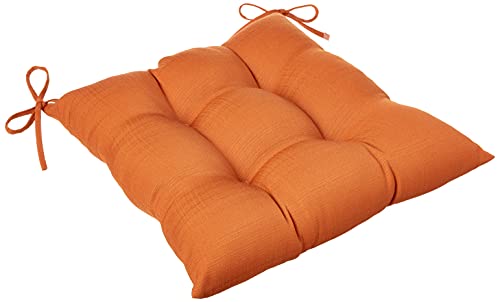 Pillow Perfect Monti Chino Solid Indoor/Outdoor Wicker Patio Seat Cushion Reversible, Weather And Fade Resistant, Square Corner - 18.5" X 19", Orange, 2 Count #TOP15