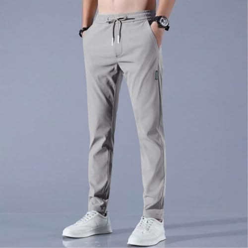 Pants Men Quick Dry Breathable Pants Stretch Elastic Waist Drawstring Active Hiking Lightweight Trousers Pockets2