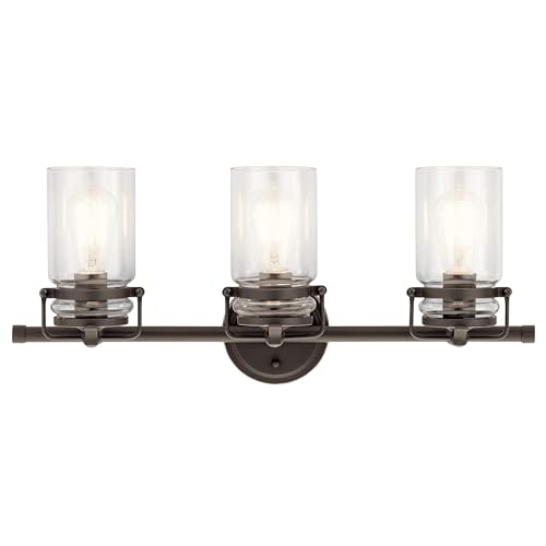 Image of KICHLER Brinley 24 inch 3 Light Vanity Light with Clear Glass in Olde Bronze