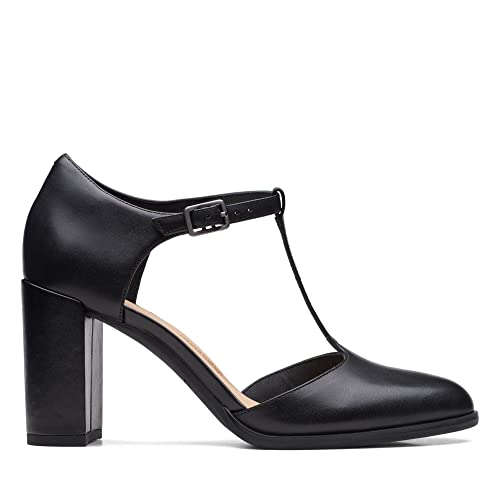 Clarks Femme Freva85 Bar Escarpins, Cuir Noir, 38 EU
