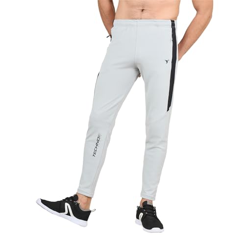 Image of TECHNOSPORT Men's Slim Fit Mid Rise Solid Trackpant with Techno Dry for Gym, Workout & Sports